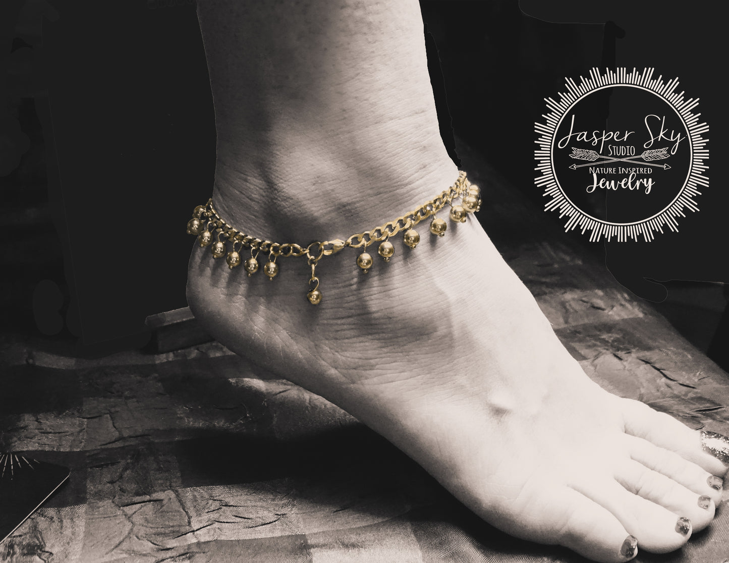 Dangle Anklet Gold, Adjustable Boho Hippie Chic Anklet, Fashionable Jewelry for Her