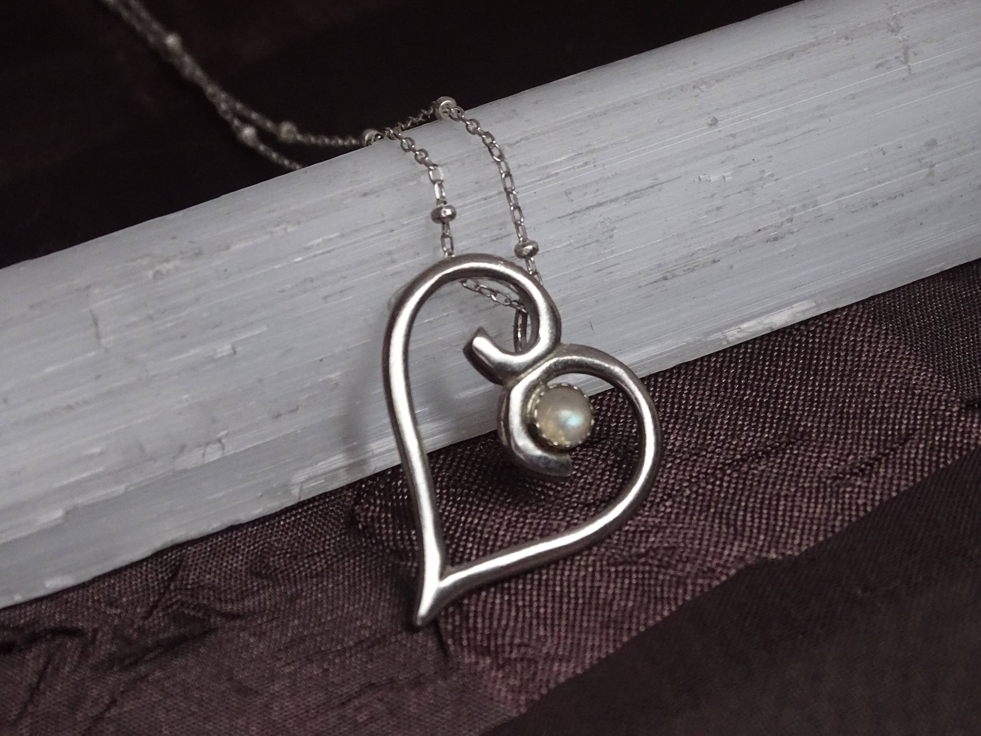 Moonstone Heart Necklace 