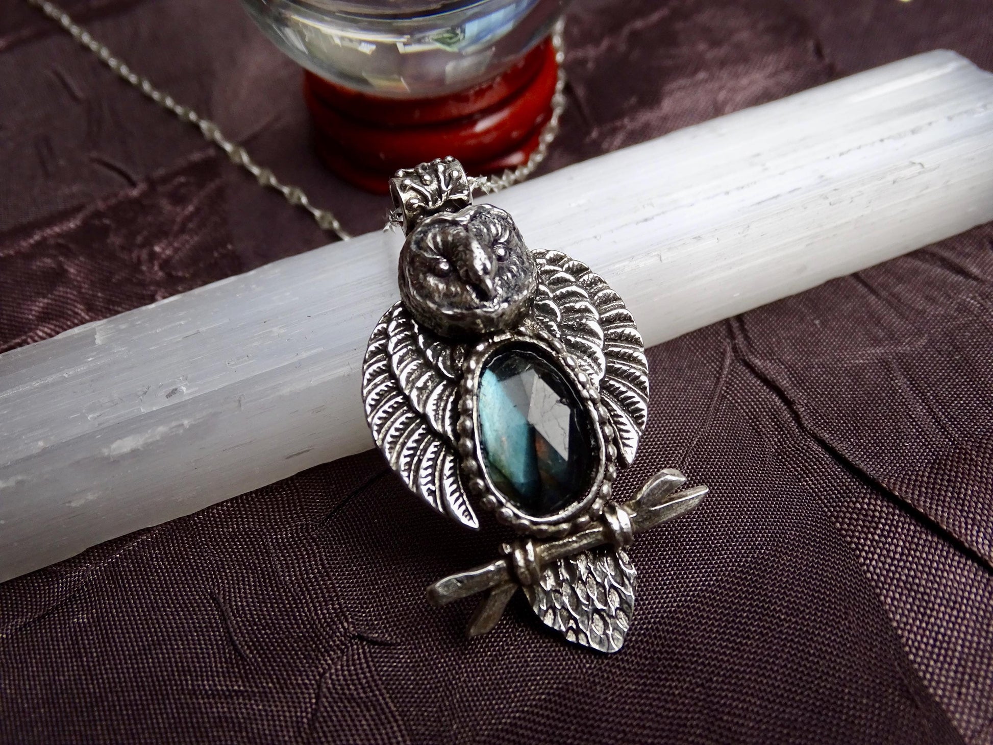 Owl necklace sterling silver