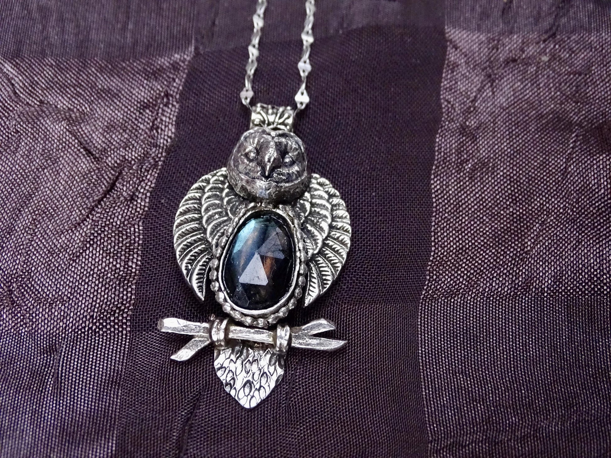 Owl necklace sterling silver