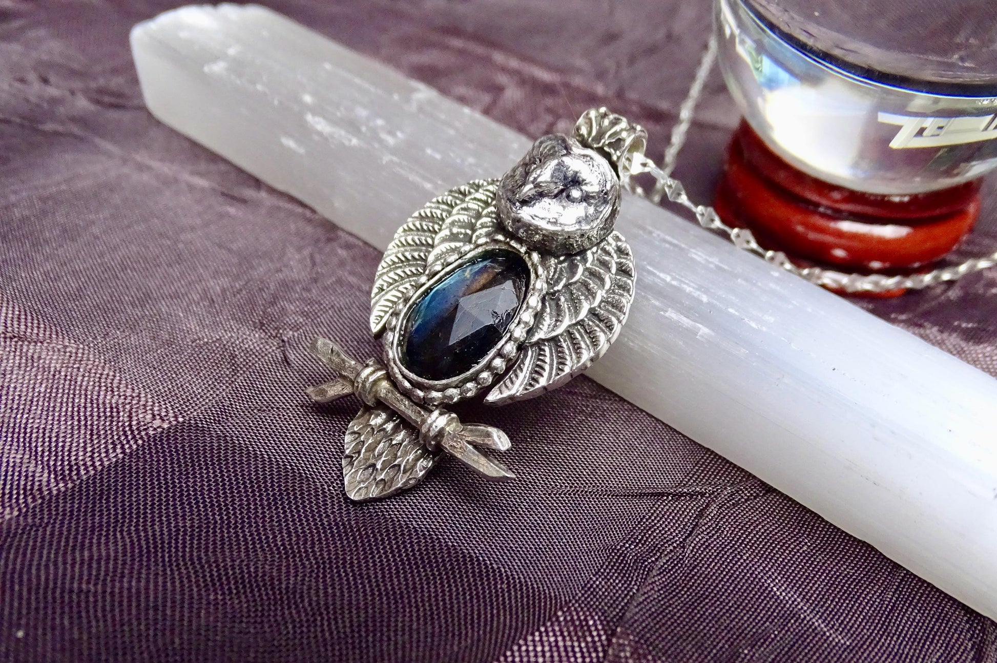 Owl necklace sterling silver