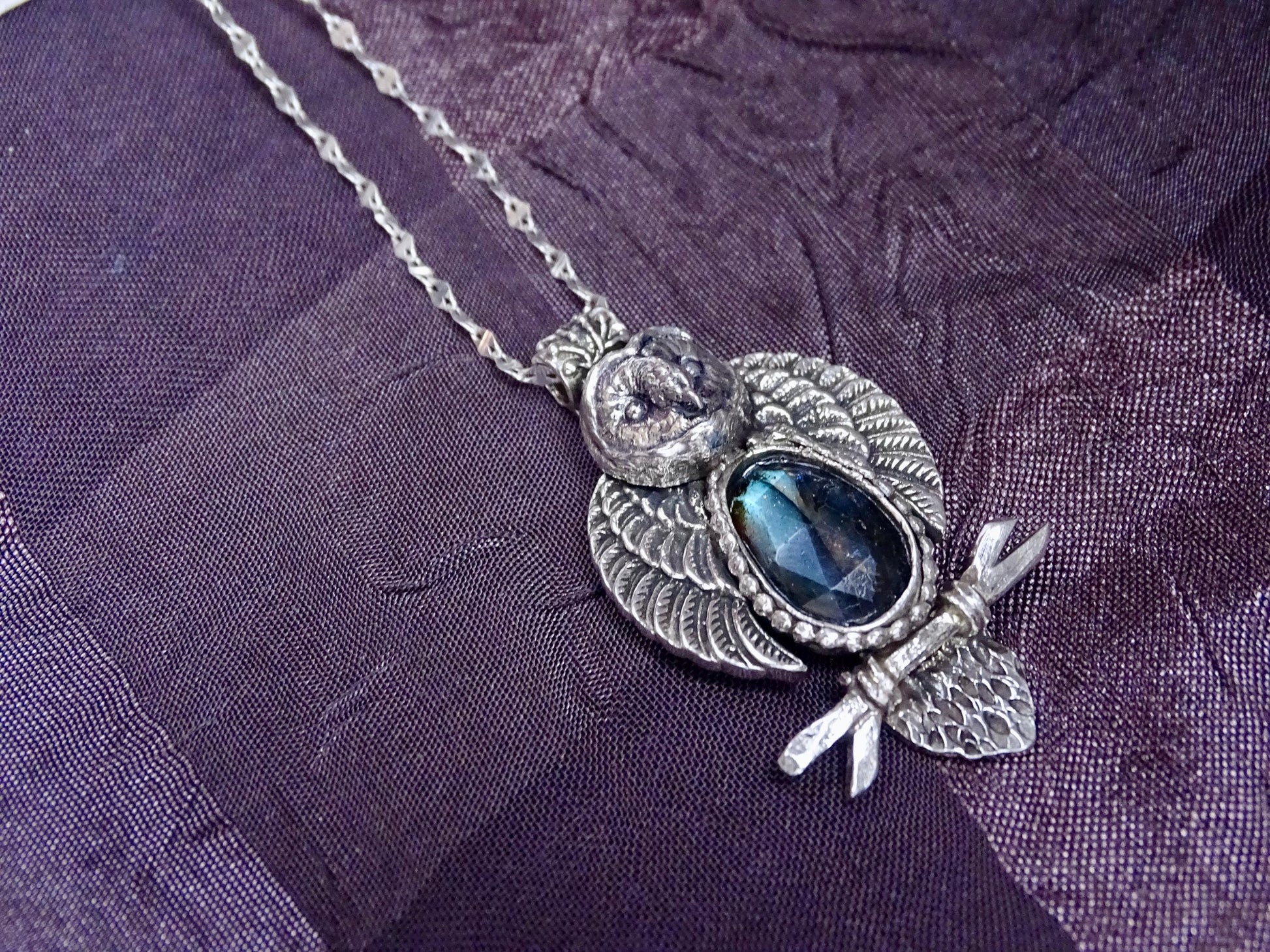 Owl necklace sterling silver