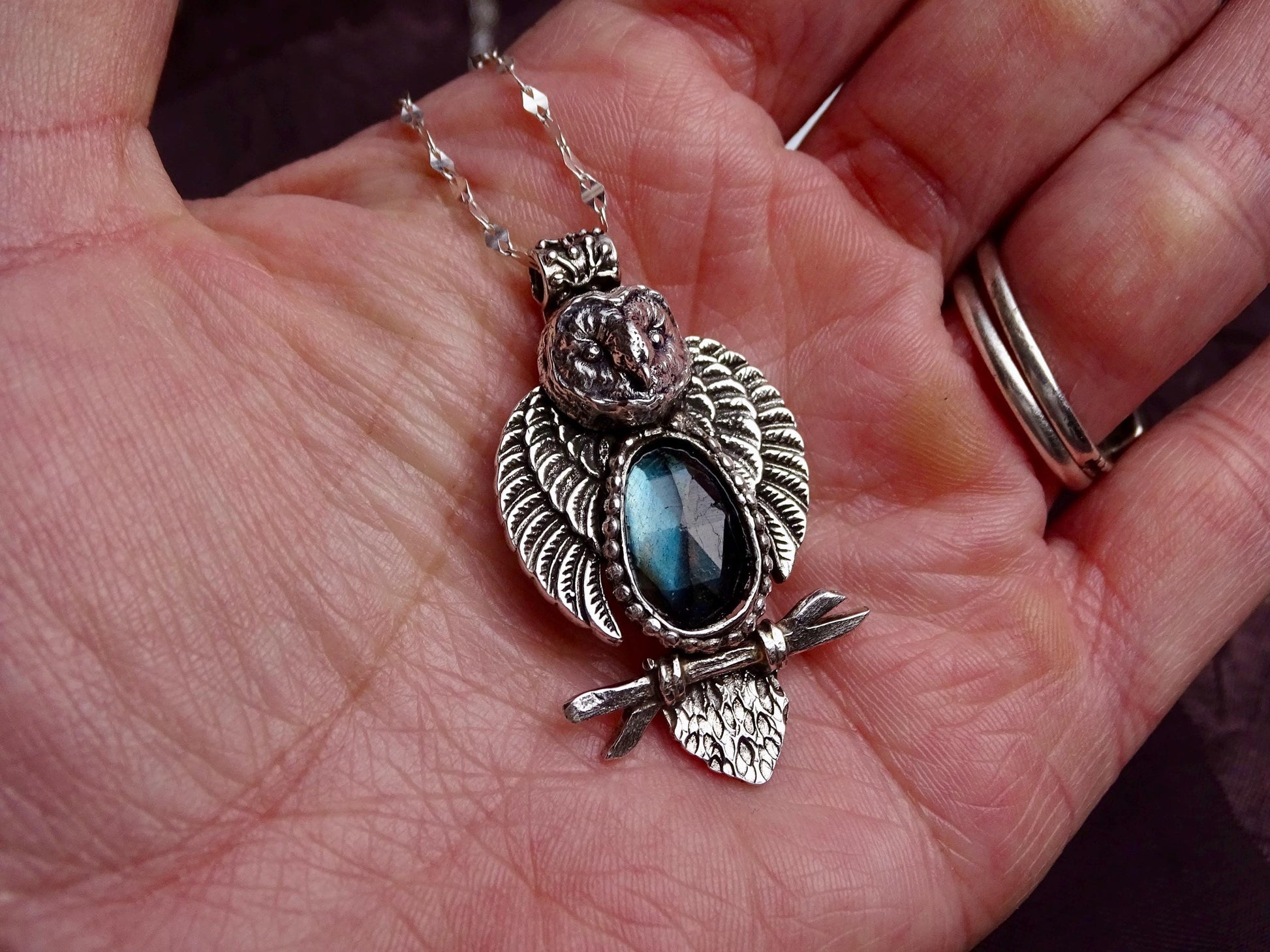 Owl necklace sterling silver