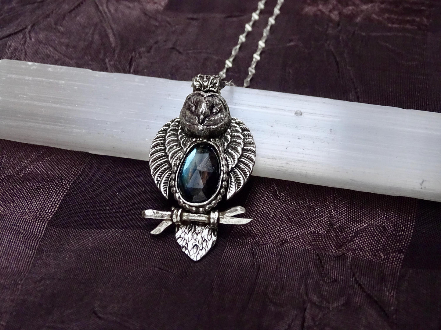 Owl necklace sterling silver