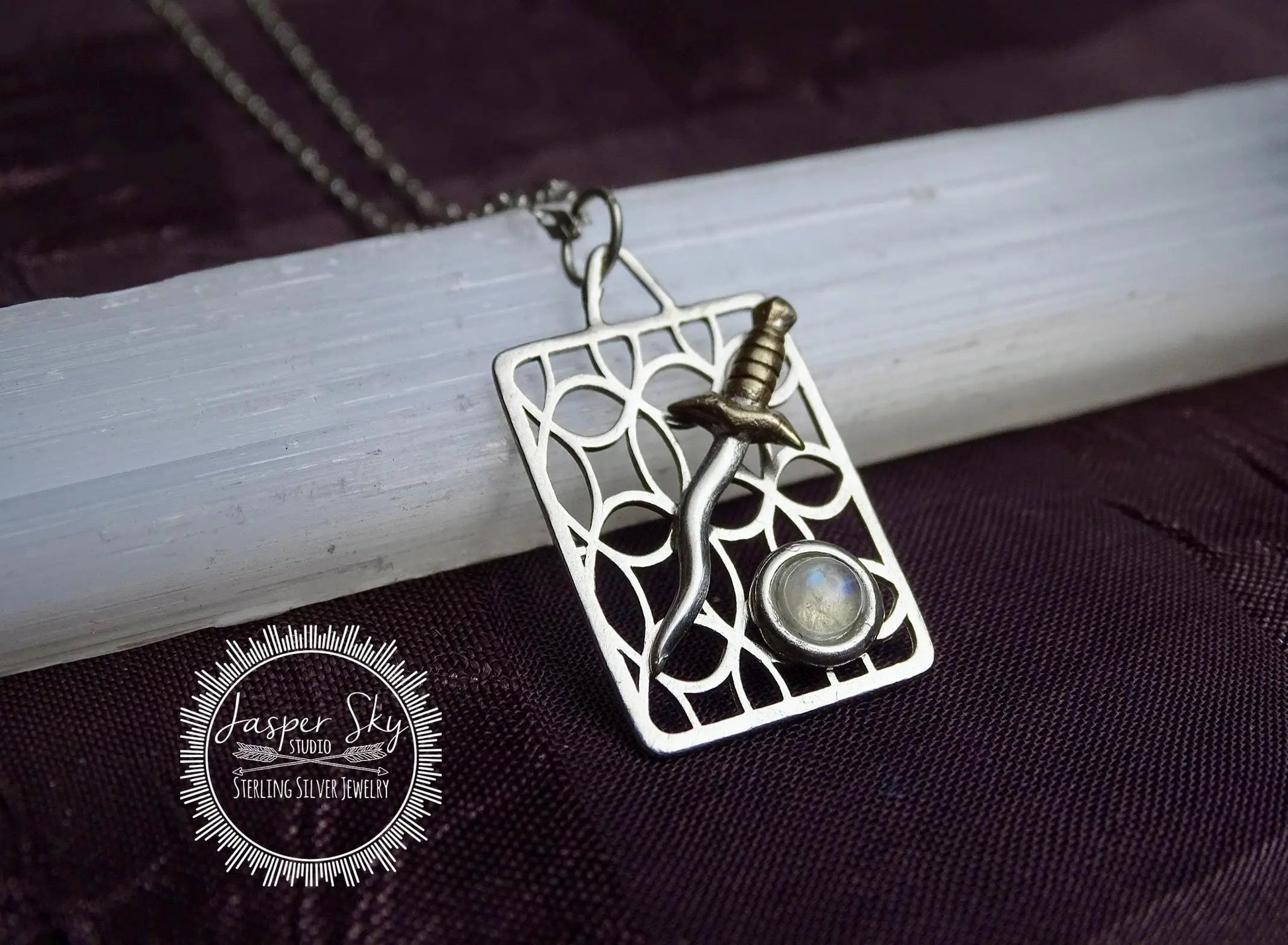 Dagger Pendant Sterling Silver Moonstone