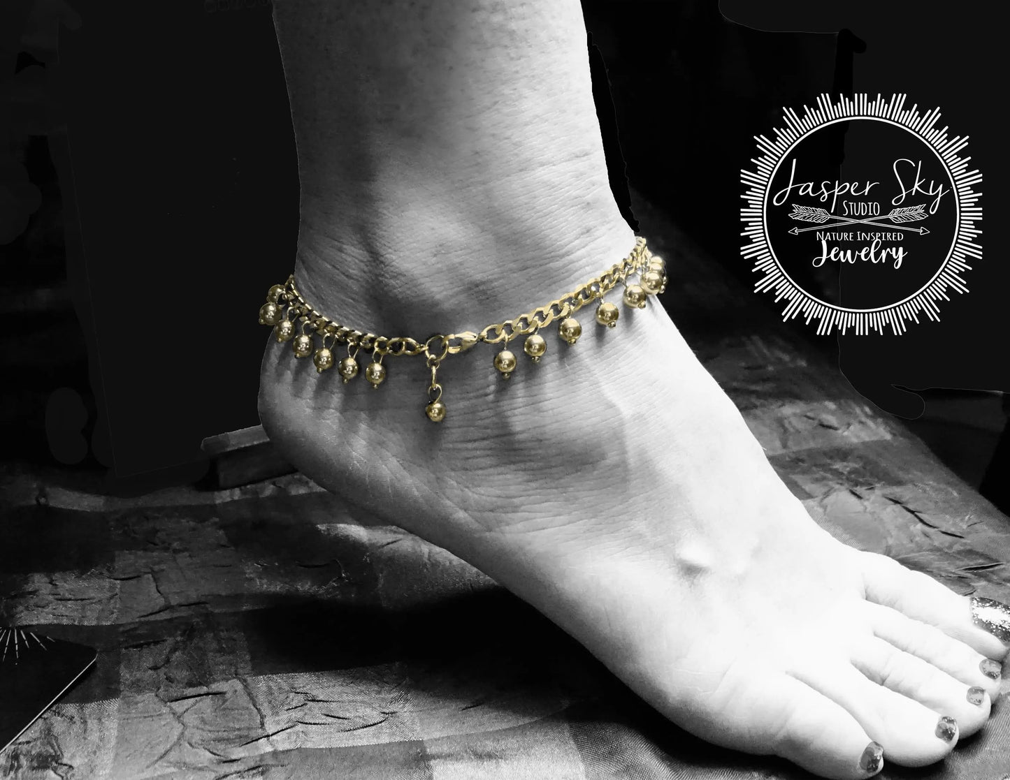 Silver Anklet for Women - Dangle Ankle Bracelet - Waterproof Adjustable Anklet - Gift for Her