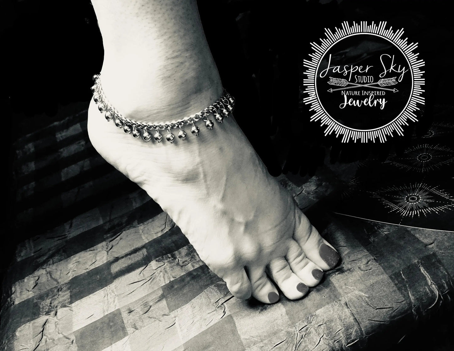 Dangle Anklet Silver, Adjustable Boho Hippie Chic Anklet, Fashionable Jewelry for Her