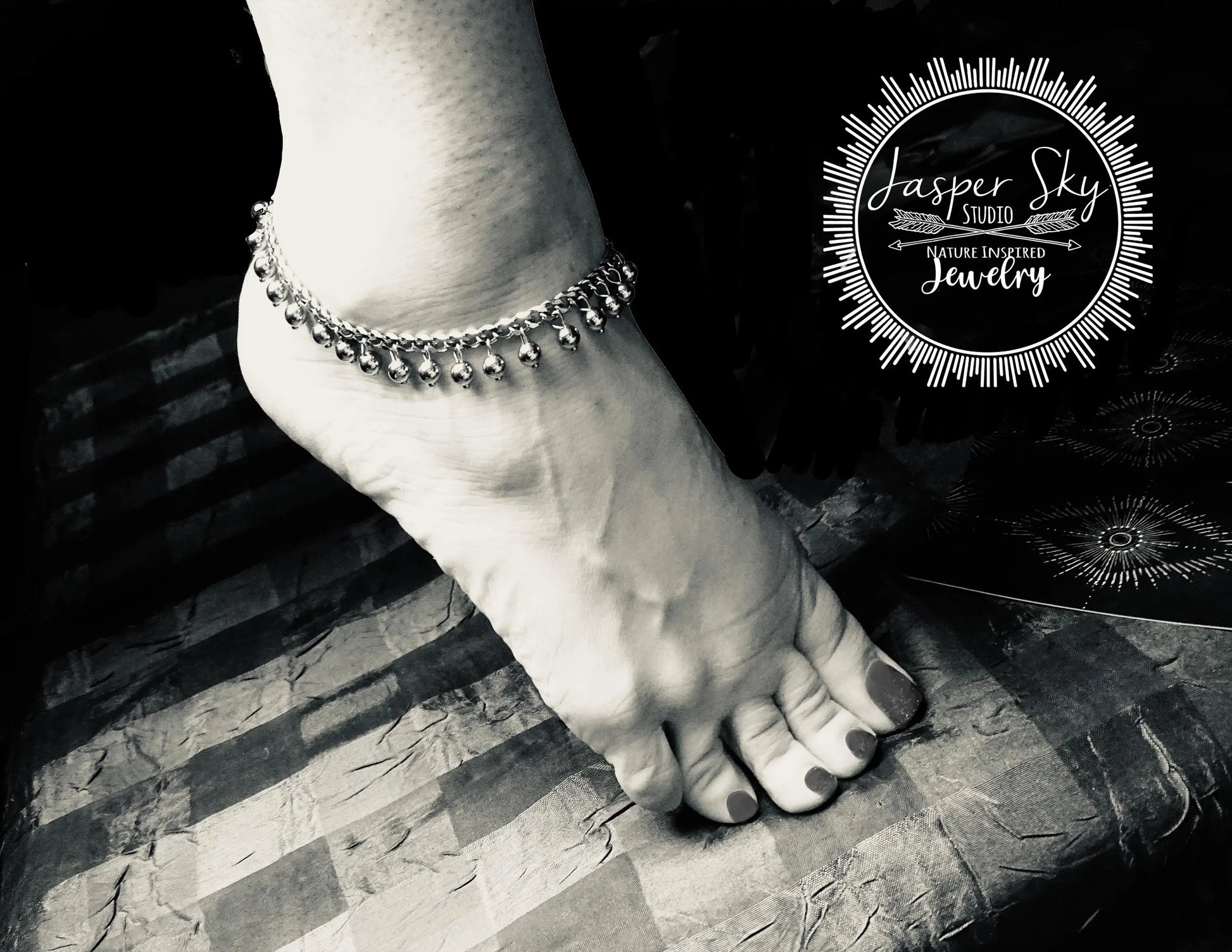 Silver Anklet for Women - Dangle Ankle Bracelet - Waterproof Adjustable Anklet - Gift for Her