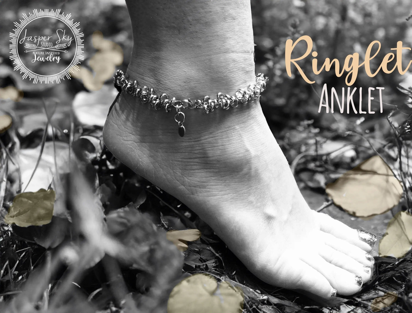 Ringlet Silver Anklet - Adjustable Ankle Bracelet with Dangling Circles, Ideal Jewelry for Her Gift