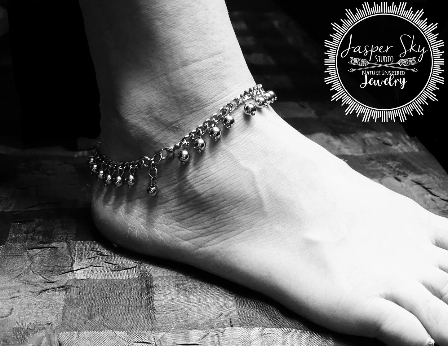 Silver Anklet for Women - Dangle Ankle Bracelet - Waterproof Adjustable Anklet - Gift for Her