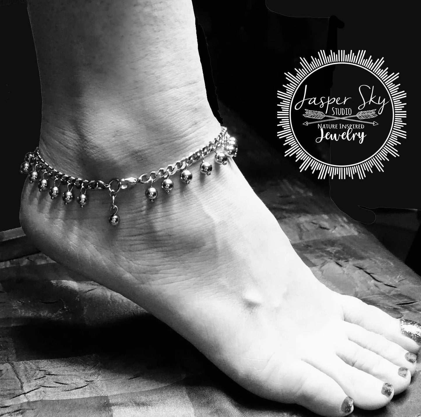 Silver Anklet for Women - Dangle Ankle Bracelet - Waterproof Adjustable Anklet - Gift for Her