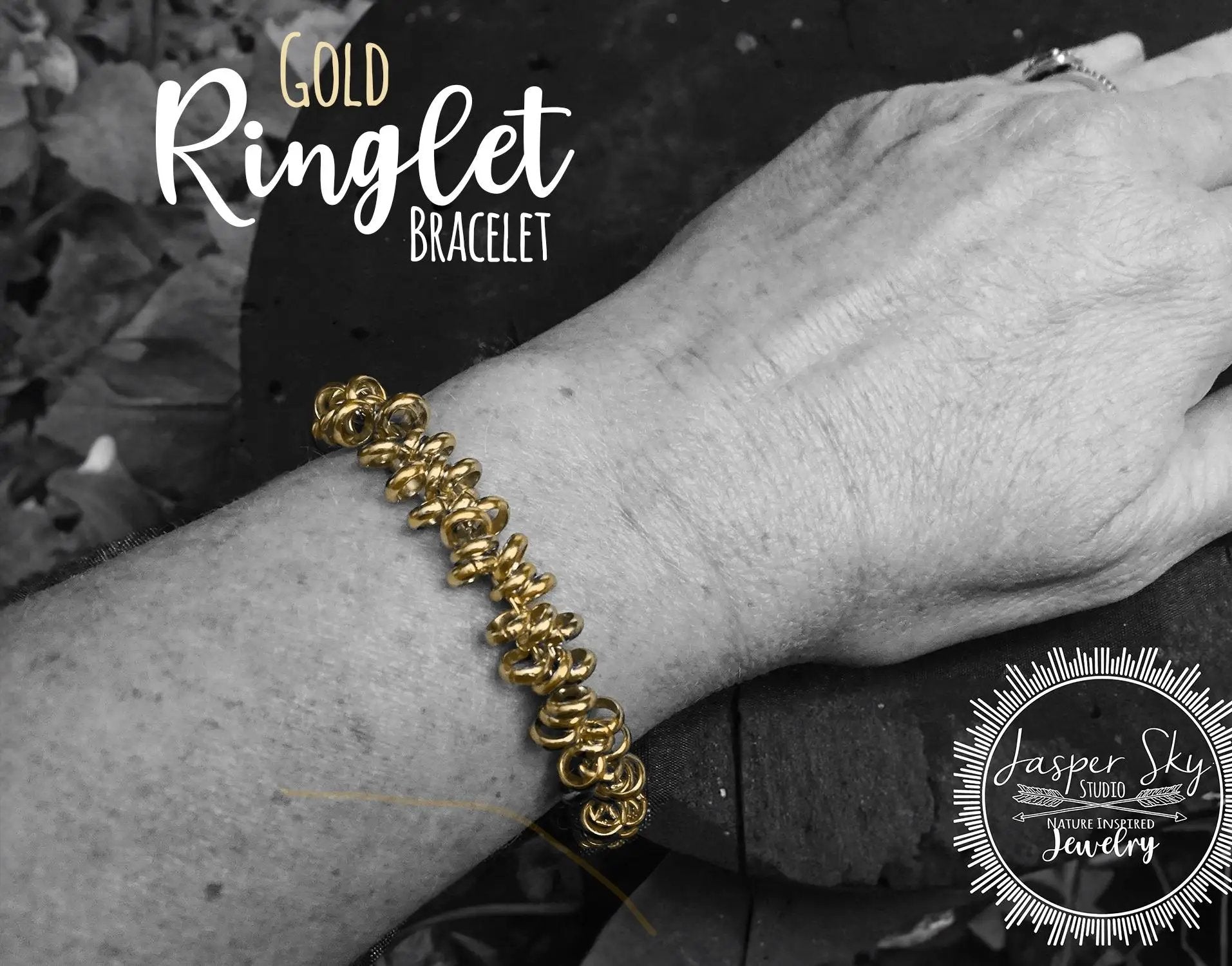 Ringlet Bracelet with Gold Circles, Adjustable Bracelet for the Casual Chic, Perfect Gift for Her