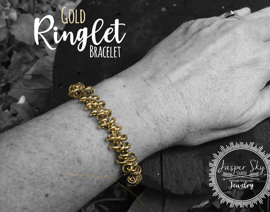 Ringlet Bracelet with Gold Circles, Adjustable Bracelet for the Casual Chic, Perfect Gift for Her