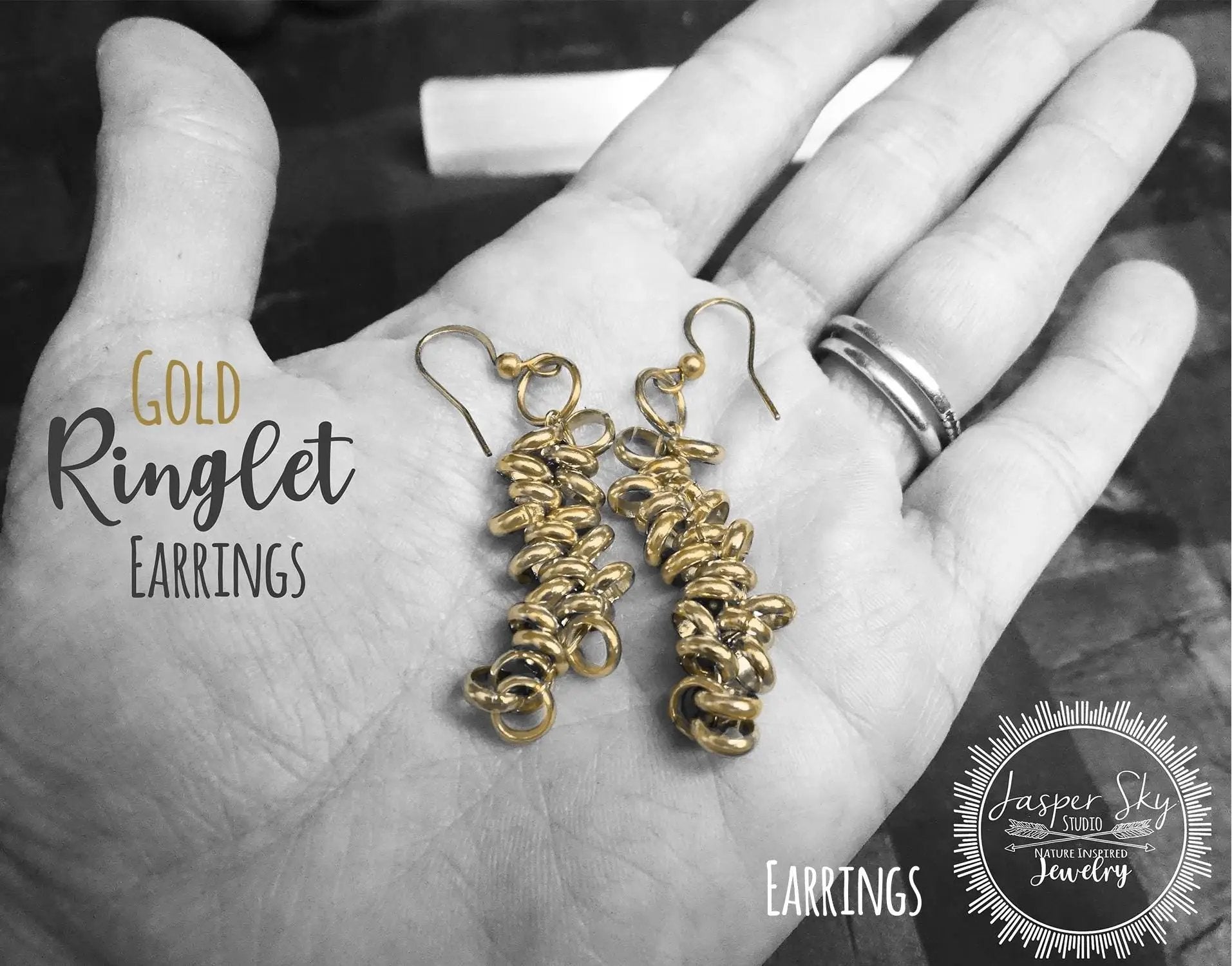 Gold Ringlet Earrings: Handcrafted Gold Dangle Earrings for Casual or Chic Style, Perfect Jewelry Gift