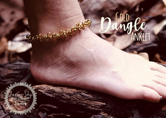 Ringlet anklet with Gold Circles, Adjustable ankle bracelet for the Casual Chic, Perfect Gift for Her