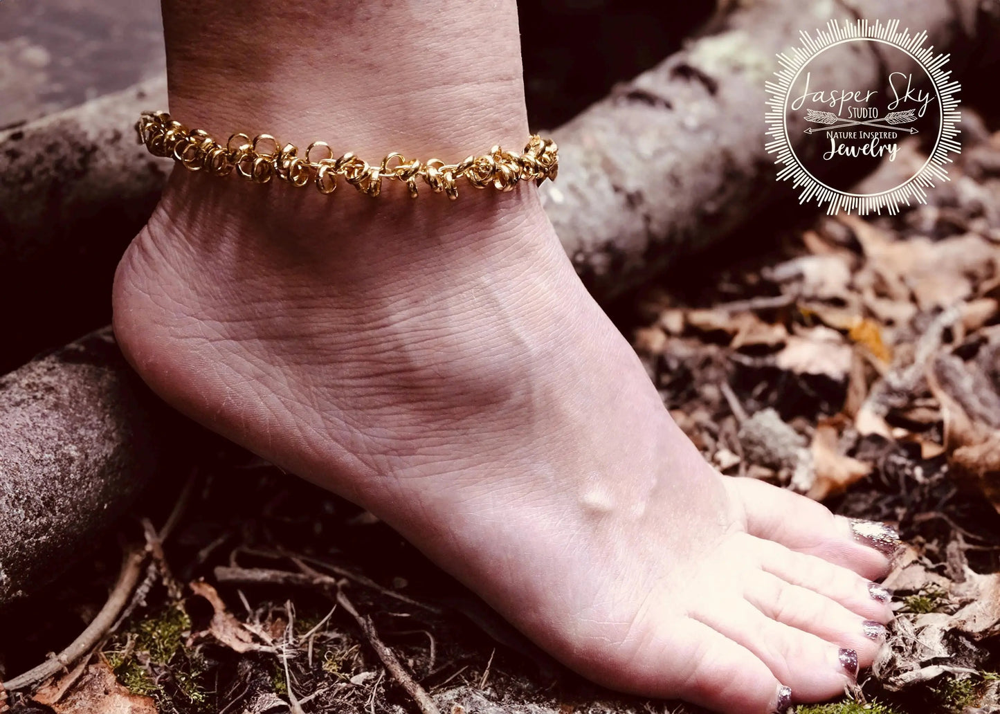 Ringlet anklet with Gold Circles, Adjustable ankle bracelet for the Casual Chic, Perfect Gift for Her