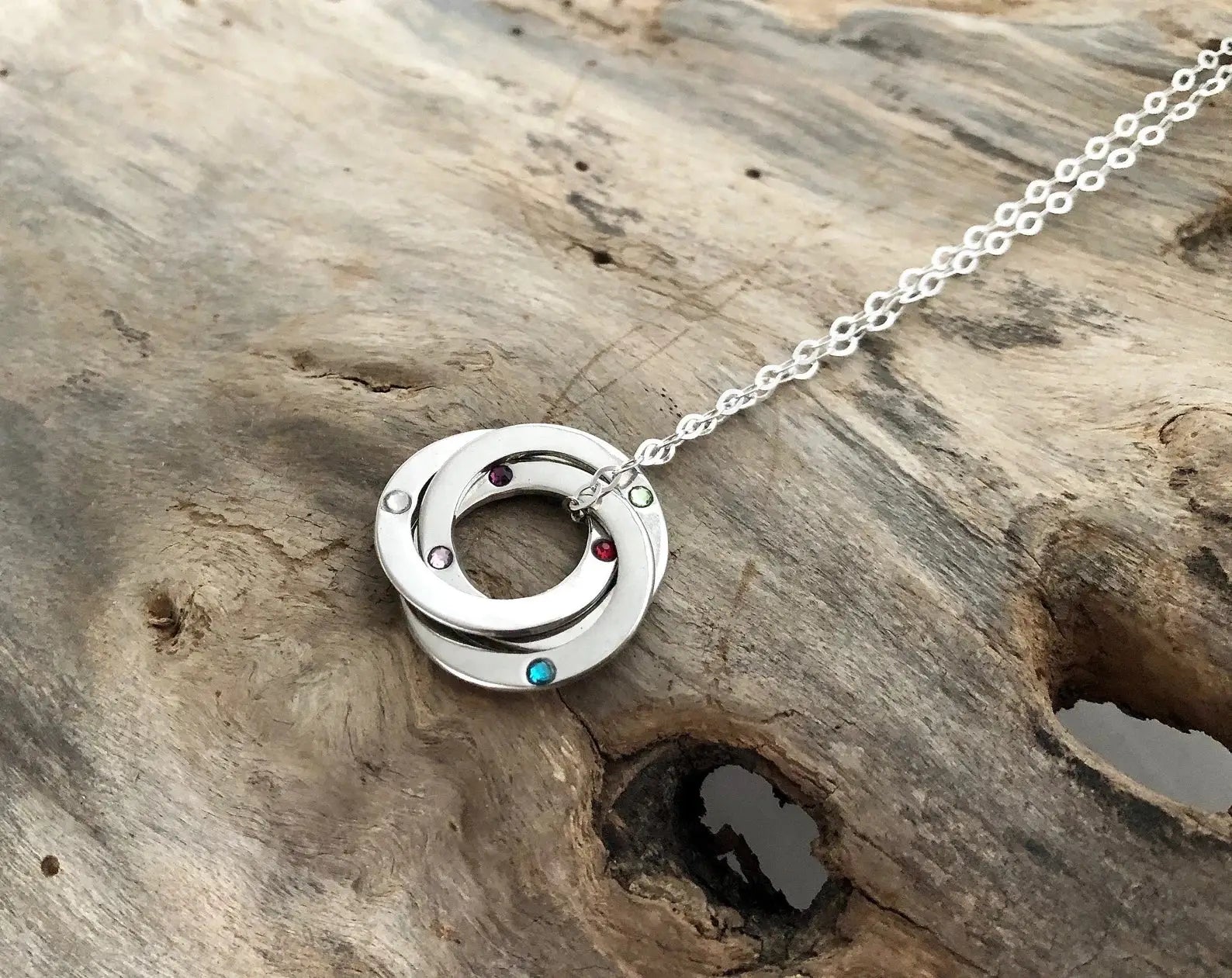 Avanti Interlocking Circle Necklace in Silver & Rose Gold | Fine Jewellery